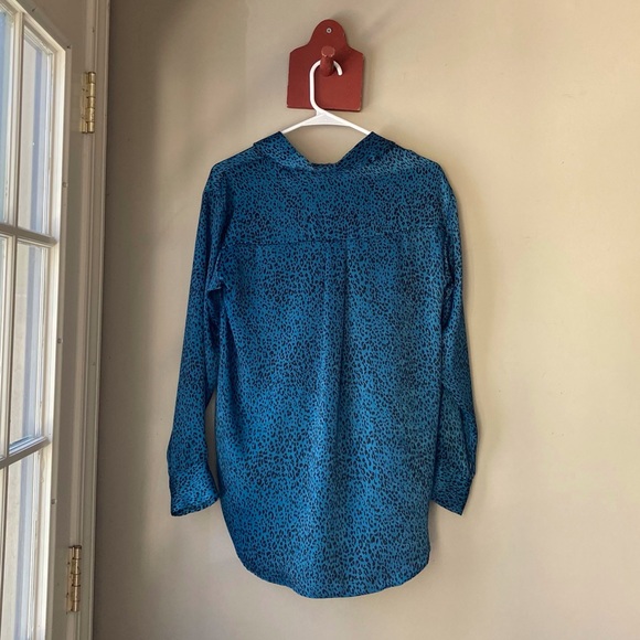 Zara Blue Leopard Print Button Down Shirt XS - Picture 5 of 6